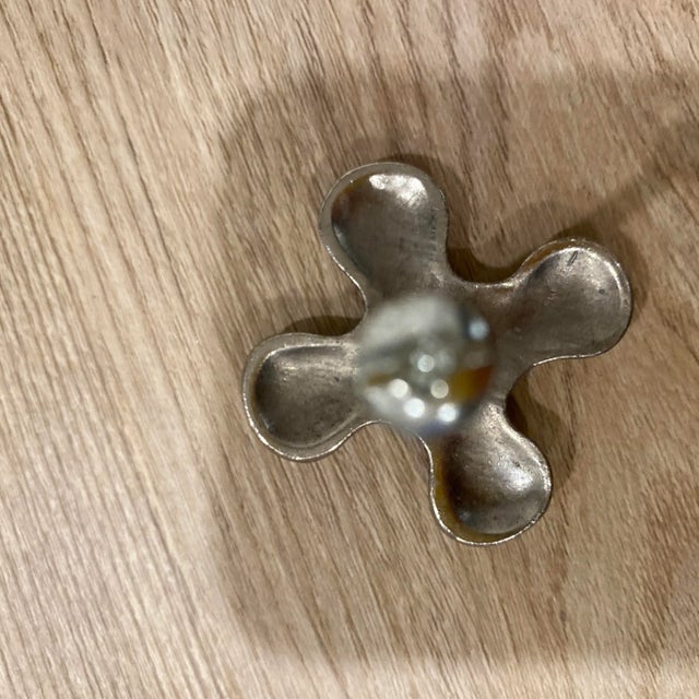 1990s Large Metal Cross "H"Handles in Polished Nickel - Set of 3 For Sale - Image 4 of 5