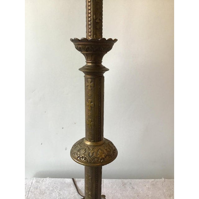 1920s 1920s Brass Church Candlestick Lamps For Sale - Image 5 of 9