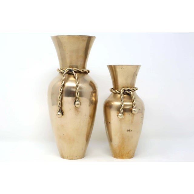 Brass Vintage Brass Rope Vases - Set of 2 For Sale - Image 8 of 8
