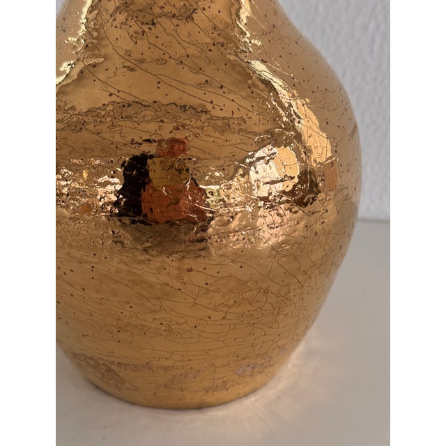 Mid-Century Italian Ceramic and Gold 24k Metallic Table Lamp by Aldo Londi for Bitossi, 1970s For Sale - Image 10 of 14