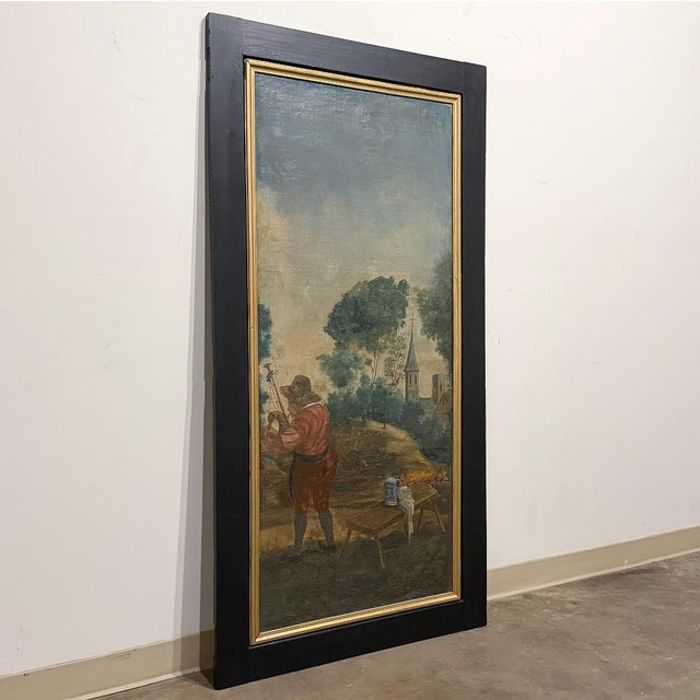 18th Century French Breton Boiserie Panel Oil on Canvas in Napoleon III Frame For Sale - Image 4 of 16
