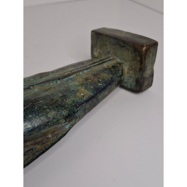 Vintage MCM Brutalist Verdigris Bronze Sculpture Hooded Cloaked Figure Monk 9" For Sale In Boston - Image 6 of 9