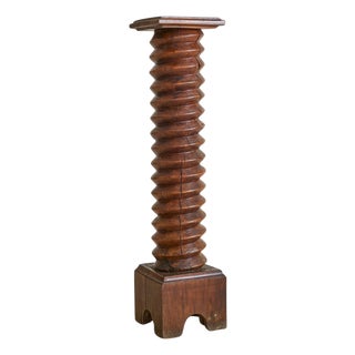 French Oak Spiral Pedestal in the Manner of Charles Dudouyt, 1940s For Sale