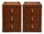 Luxury Leather Dark Brown Nightstand Pair, Handmade Vintage Style Trunk Bedside Tables, Leather 3 Drawer Cabinet, Brass Studded Bedroom Storage For Sale