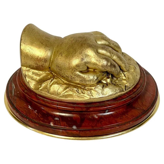19th C French Gilt Bronze Model of a Resting Hand, Attributed to Barbedienne For Sale - Image 13 of 13