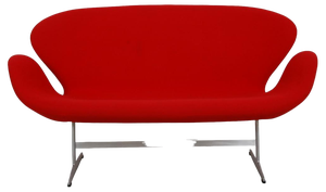 Swan Sofa in Red Fabric by Arne Jacobsen