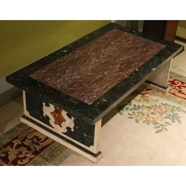 20th Century Italian Polychromed Rectangular Marble Coffee or Cocktail Table For Sale - Image 5 of 8