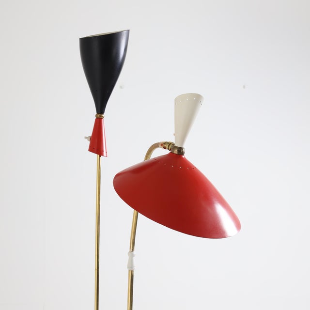 Italian Modernist Two Light Floor Lamp For Sale In New York - Image 6 of 8