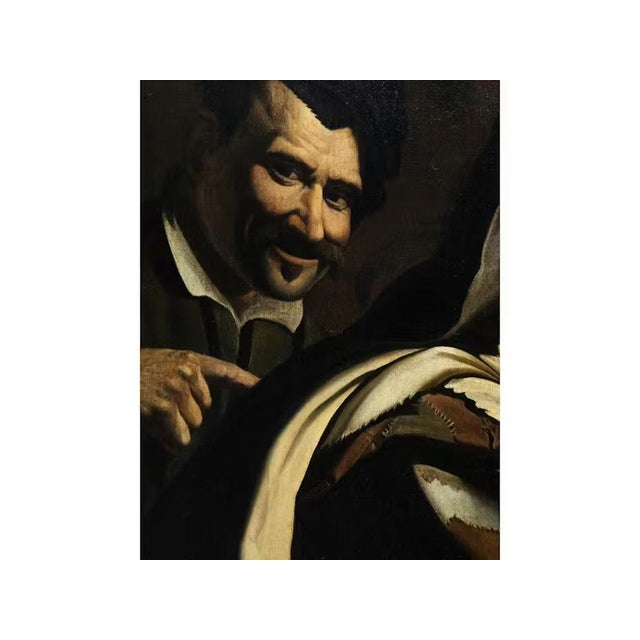 Master of the Flagellation of Cesena, The Morra Players, 1620, Oil on Canvas, Framed For Sale - Image 9 of 11
