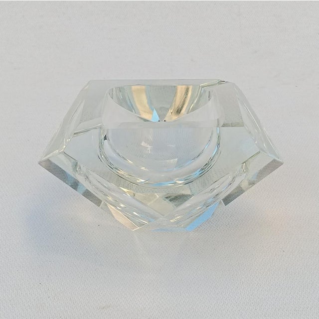 Clear Faceted Murano Ashtray, 1970s For Sale - Image 3 of 7