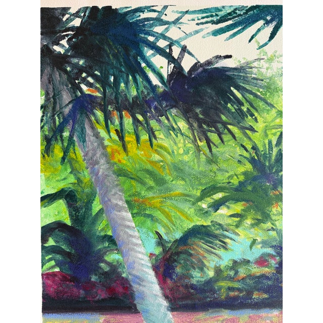 "Palm Shade" Large Watercolor Painting For Sale In Miami - Image 6 of 11