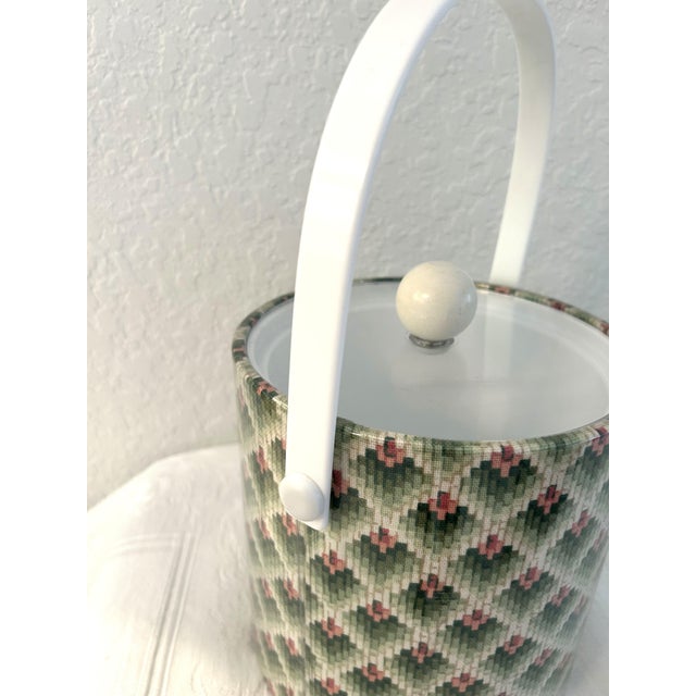 Victorian Vintage Kraftware Faux Needlepoint Ice Bucket For Sale - Image 3 of 6