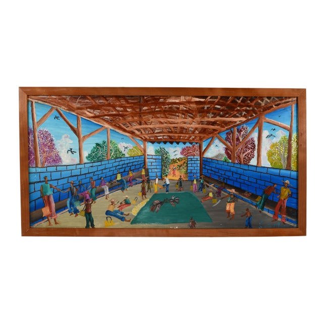 Colorful Vintage South American Oil Painting For Sale