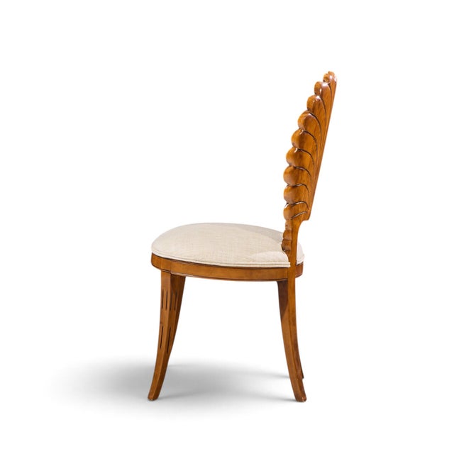 Venetian Grotto Hollywood Regency Style Scalloped Shell Back Dining Chair For Sale - Image 4 of 9