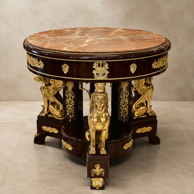 Make a dramatic statement with this exceptionally large and imposing Italian-inspired neoclassical center table, designed...