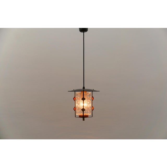 1960s Mid-Century Modern Scandinavian Hanging Lamp in Copper with Teak and Glass, 1960s For Sale - Image 5 of 11