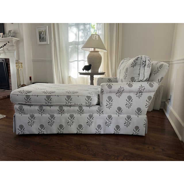 Shabby Chic Vintage Chaise in Floral Performance Fabric For Sale - Image 3 of 4