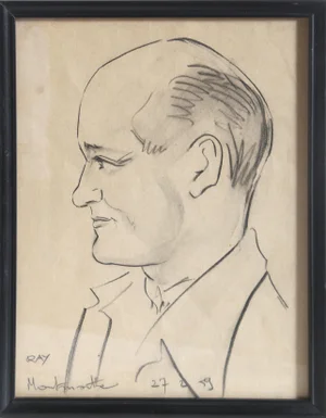 Bald Man, Ray Charcoal on Paper, Signed L.r.