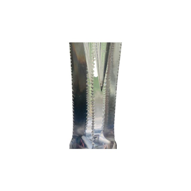 Transparent Antique Hand Blown Cut and Lead Crystal Trumpet Vase, 1910s For Sale - Image 8 of 9