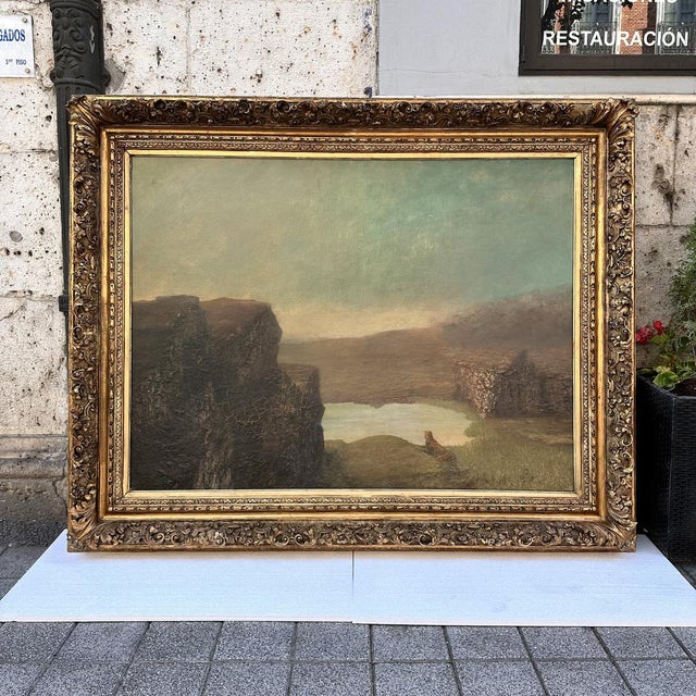 Romantic Artist, Tiger Before a Dreamscape, 19th Century, Oil on Canvas For Sale - Image 3 of 18