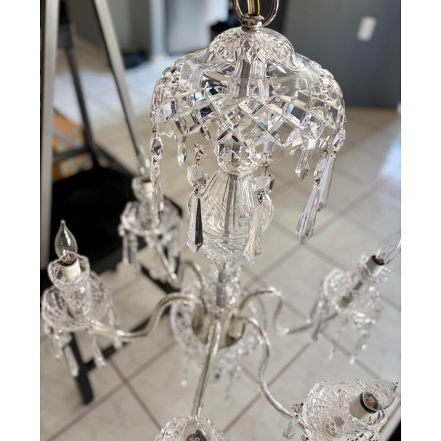 Vintage Waterford Avoca 6 Arm Crystal Chandelier For Sale - Image 9 of 12