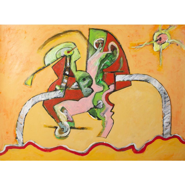 An acrylic on paper painting by the American artist James l. Bruch (1942-2023). This acrylic painting consists of abstract...