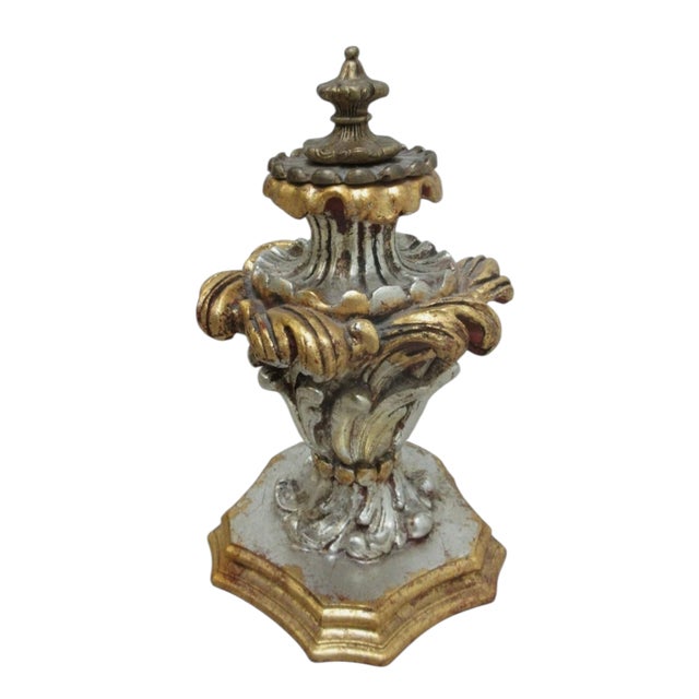 1990s Italian Gold Silver Gilt Regency Plum Finial Sculpture For Sale - Image 9 of 9