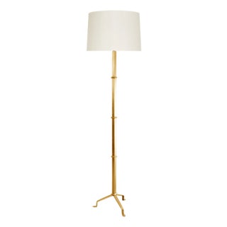 Matthew Izzo Home Alvaro Gold Leaf Pennyfoot Floor Lamp With Cream Silk Shade For Sale