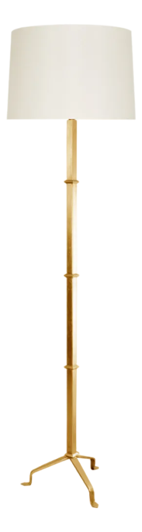 Matthew Izzo Home Alvaro Gold Leaf Pennyfoot Floor Lamp With Cream Silk Shade
