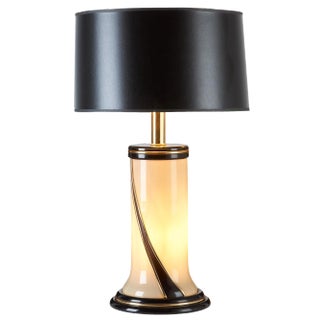 1980s Glass Table Lamp | Ivory Glass Double Light For Sale