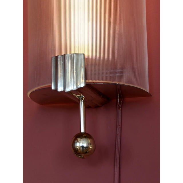 Large French Art Deco Brass Sconce, 1930s For Sale - Image 9 of 13