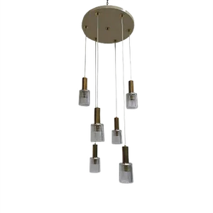 Brass and Glass Cascading Ceiling Lamp, 1960s