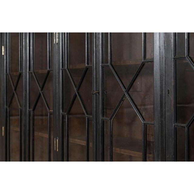 Large 19th Century English Glazed Ebonised Mahogany Bookcase, 1880 For Sale - Image 11 of 13