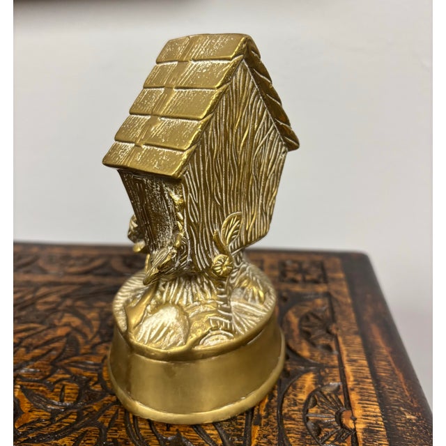 Vintage English Brass Bird and Birdhouse For Sale - Image 4 of 6
