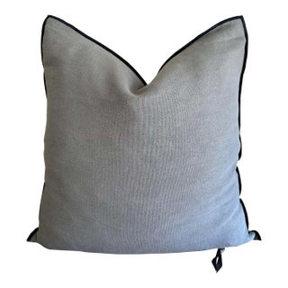 Stone Washed French Linen Accent Pillow in Elephant With Insert For Sale