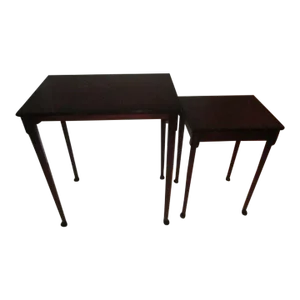 1980s Bombay Nesting Stacking End Accent Side Tables Mahogany Wood Set of 2