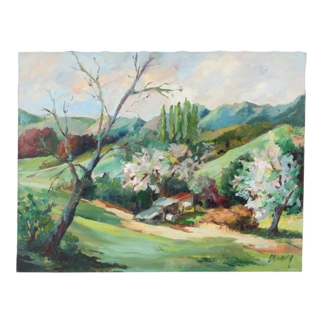Liliane Paumier French Spring Landscape Oil Painting For Sale