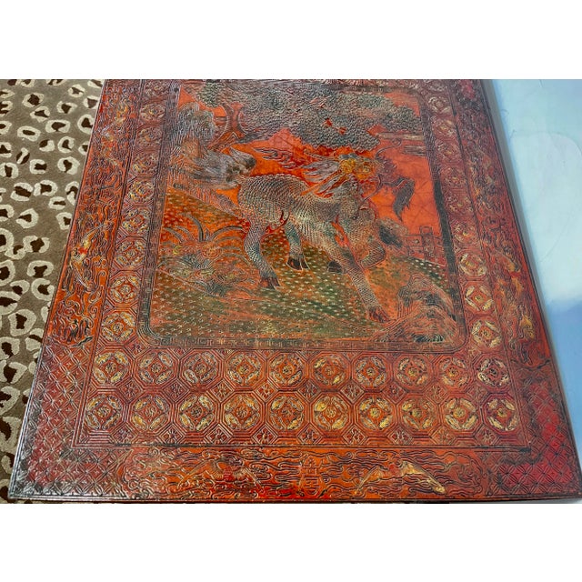 Chinoiserie Coffee Table, Hand Carved Lacquer, French, 1940s For Sale - Image 12 of 18