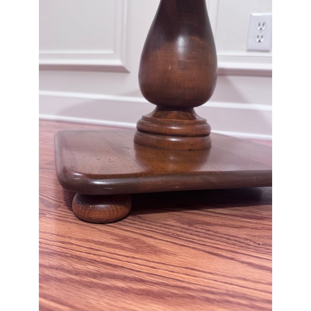 Vintage Ethan Allen Classic Neoclassical Solid Maple & Live Birch Square Pedestal Side Table For Sale - Image 11 of 12