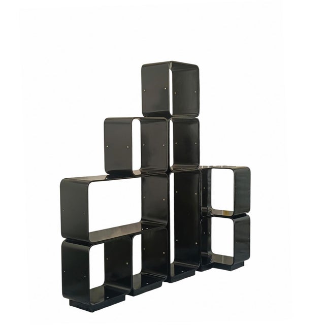 Wood Black Modular Corner Bookcase by Carlo de Carli for Fiarm, Italy, 1970s For Sale - Image 7 of 8