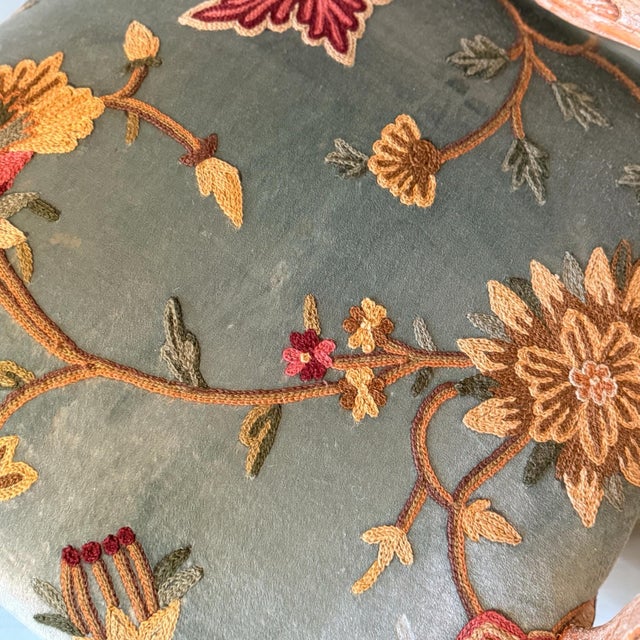 Set 4 Vintage Massay France Import Embroidered Velvet Fabric Dining Chairs For Sale - Image 4 of 12