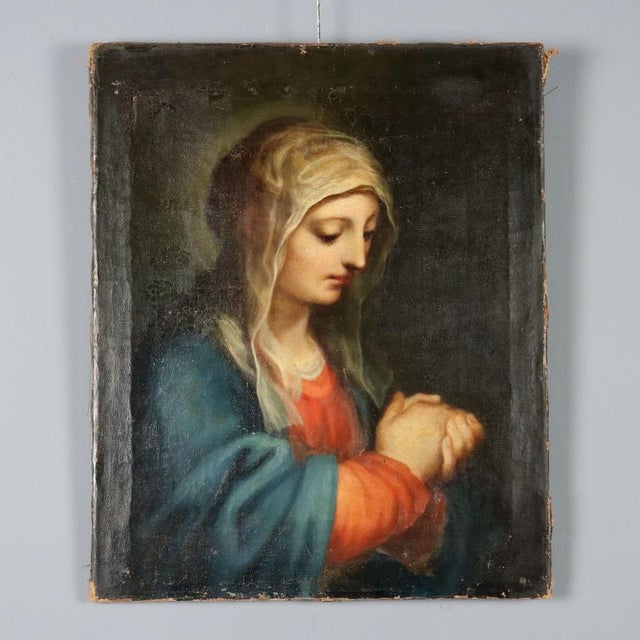 Italian School, Painting of the Madonna in Prayer, Oil on Canvas For Sale - Image 10 of 10