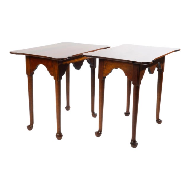 Madison Square Furniture Cherry Porringer Top Tables - a Pair For Sale