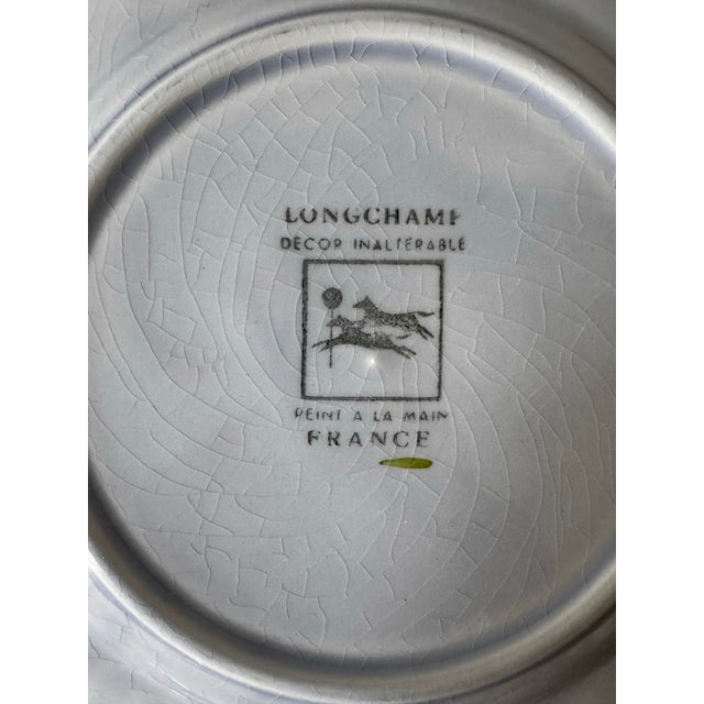 Set of 4 Longchamp France Hand-Painted Floral Dessert Plates, French Faience, Peint À La Main For Sale - Image 9 of 11