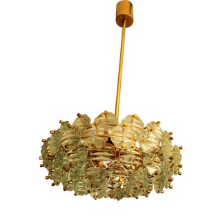 Gold-Plated Brass and Faceted Glass Chandelier from Kinkeldey, 1960s For Sale