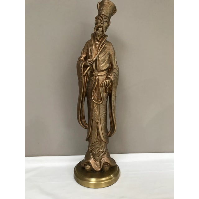 Hollywood Regency Hollywood Regency Gilded Chinoiserie Statue Wise Man For Sale - Image 3 of 9