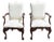 Carved Mahogany Arm Chairs Pair Federal Style Claw Feet Vintage For Sale