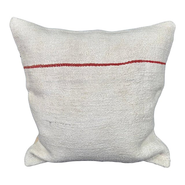 Turkish Hemp Pillow Cushion Natural Beige Red Pillow Cushion Cover 20x20 For Sale