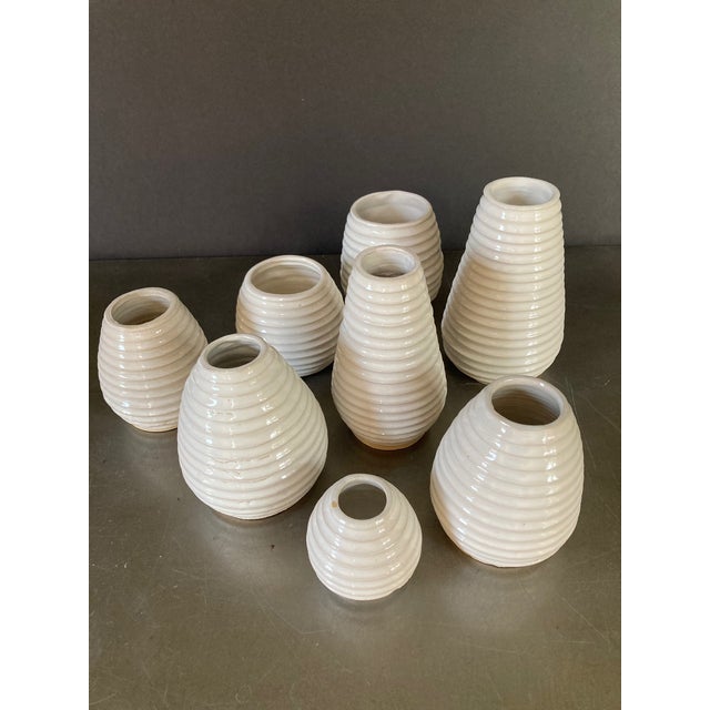 Set of 3 Contemporary Ceramic Vases, White For Sale - Image 9 of 9