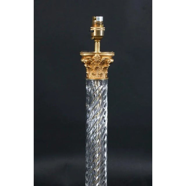 Mid 20th Century Vintage Corinthian Column Glass and Gilt Bronze Table Lamp For Sale - Image 6 of 12
